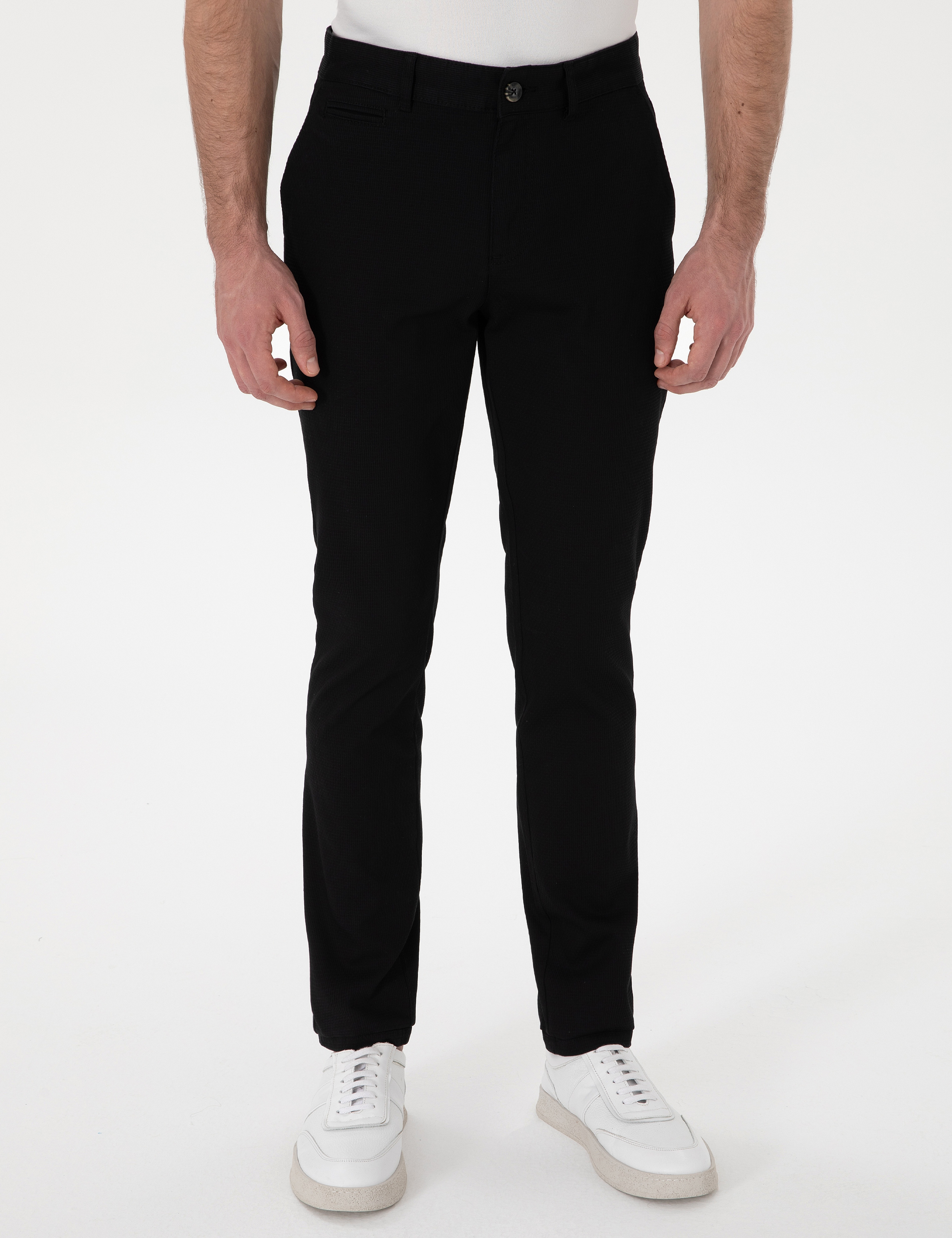 Siyah Slim Fit Kanvas Pantolon - Image 2
