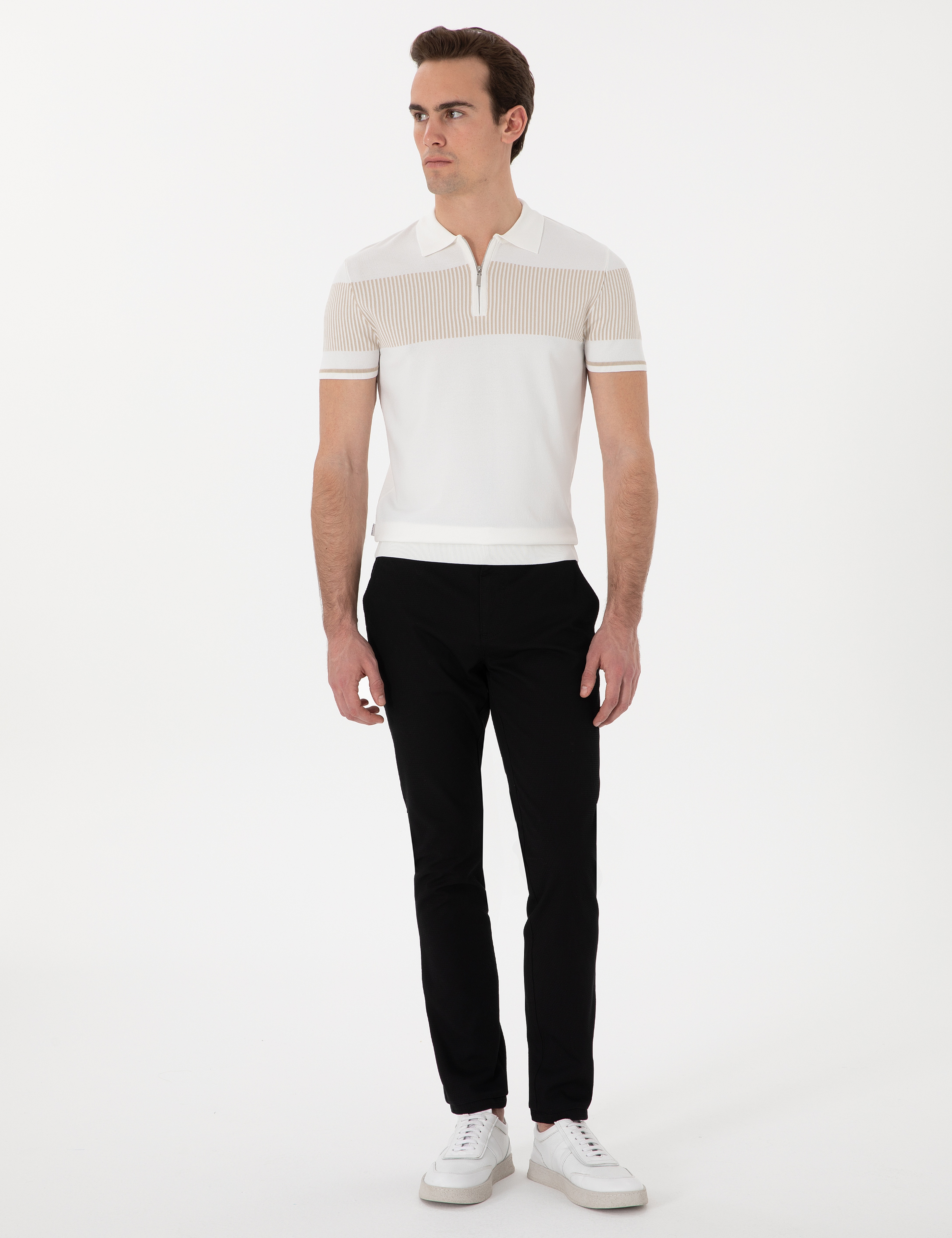 Siyah Slim Fit Kanvas Pantolon - Image 1