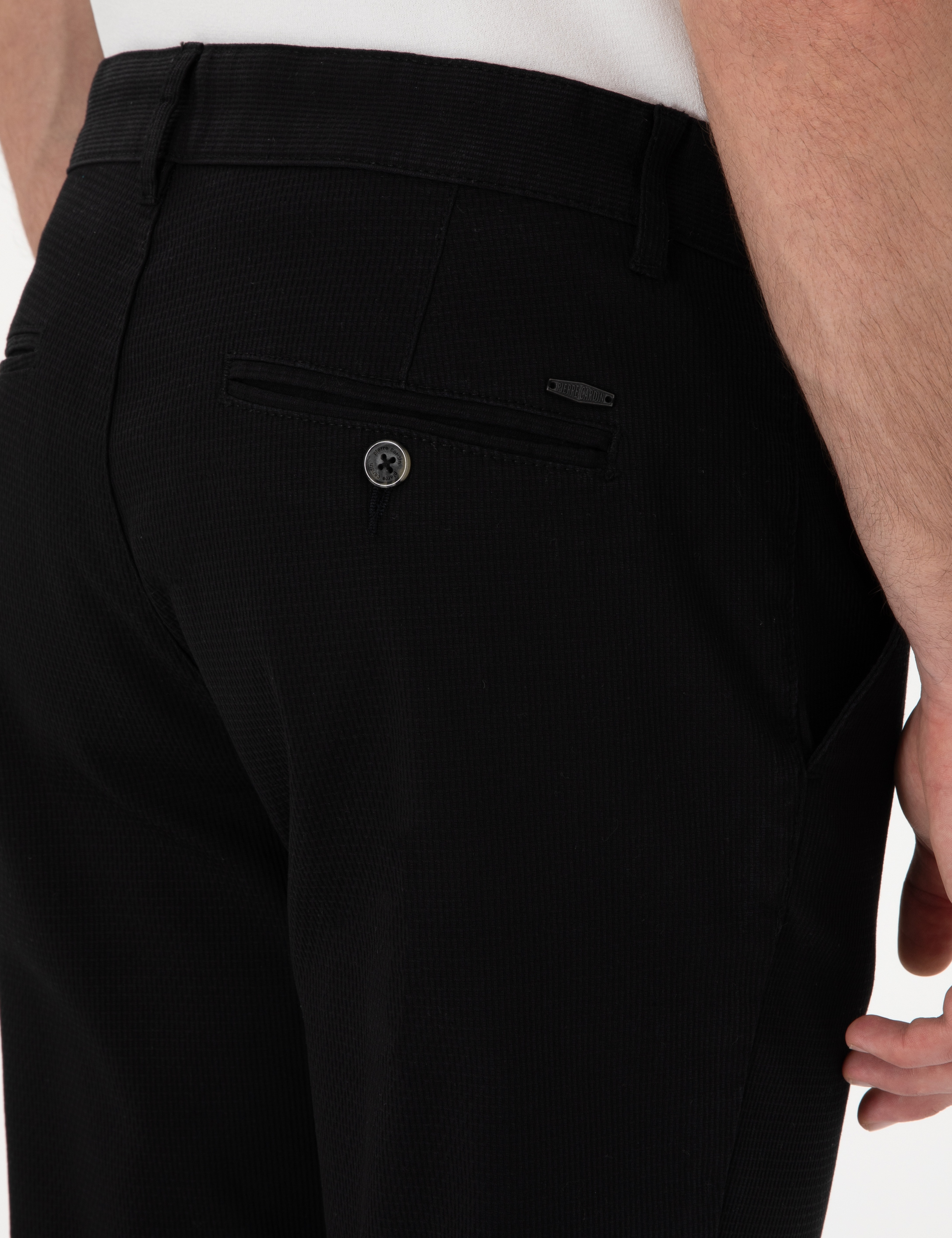 Siyah Slim Fit Kanvas Pantolon - Image 5