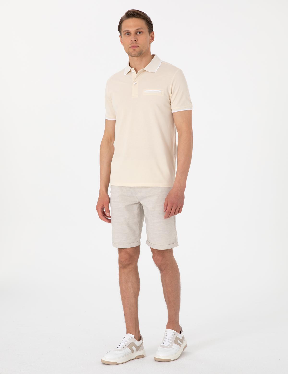 Bej Slim Fit Tişört - 50307562025