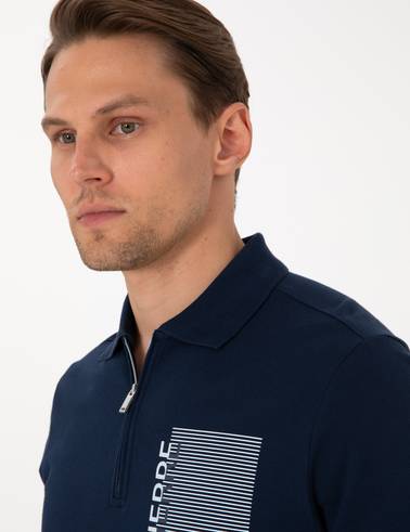 Lacivert Slim Fit Polo Yaka Tişört