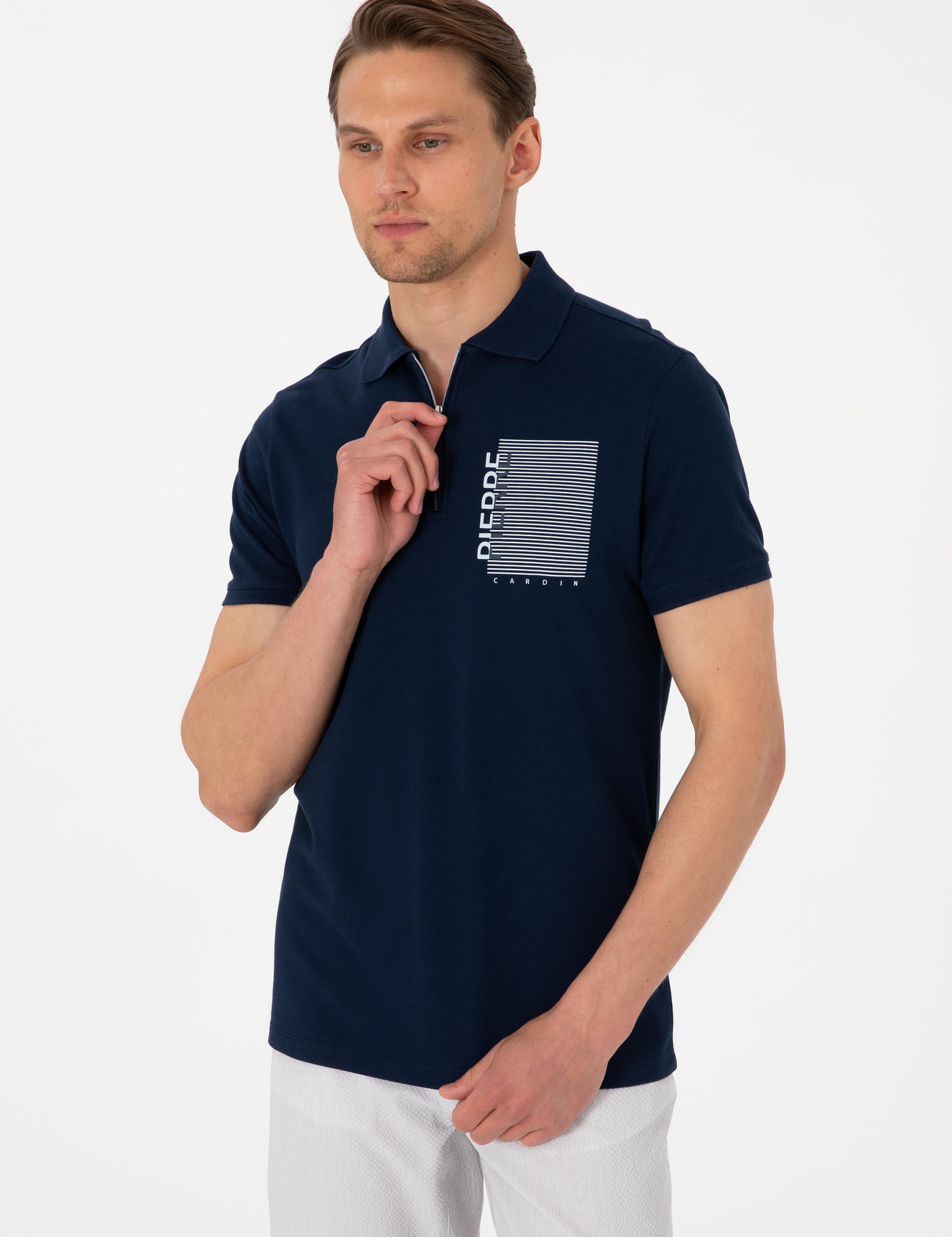 Lacivert Slim Fit Polo Yaka Tişört