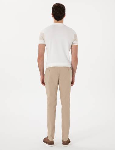 Bej Slim Fit Keten Görünümlü Kanvas Pantolon