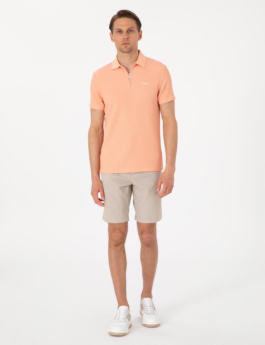 Vizon Slim Fit Gofre Dokuma Şort