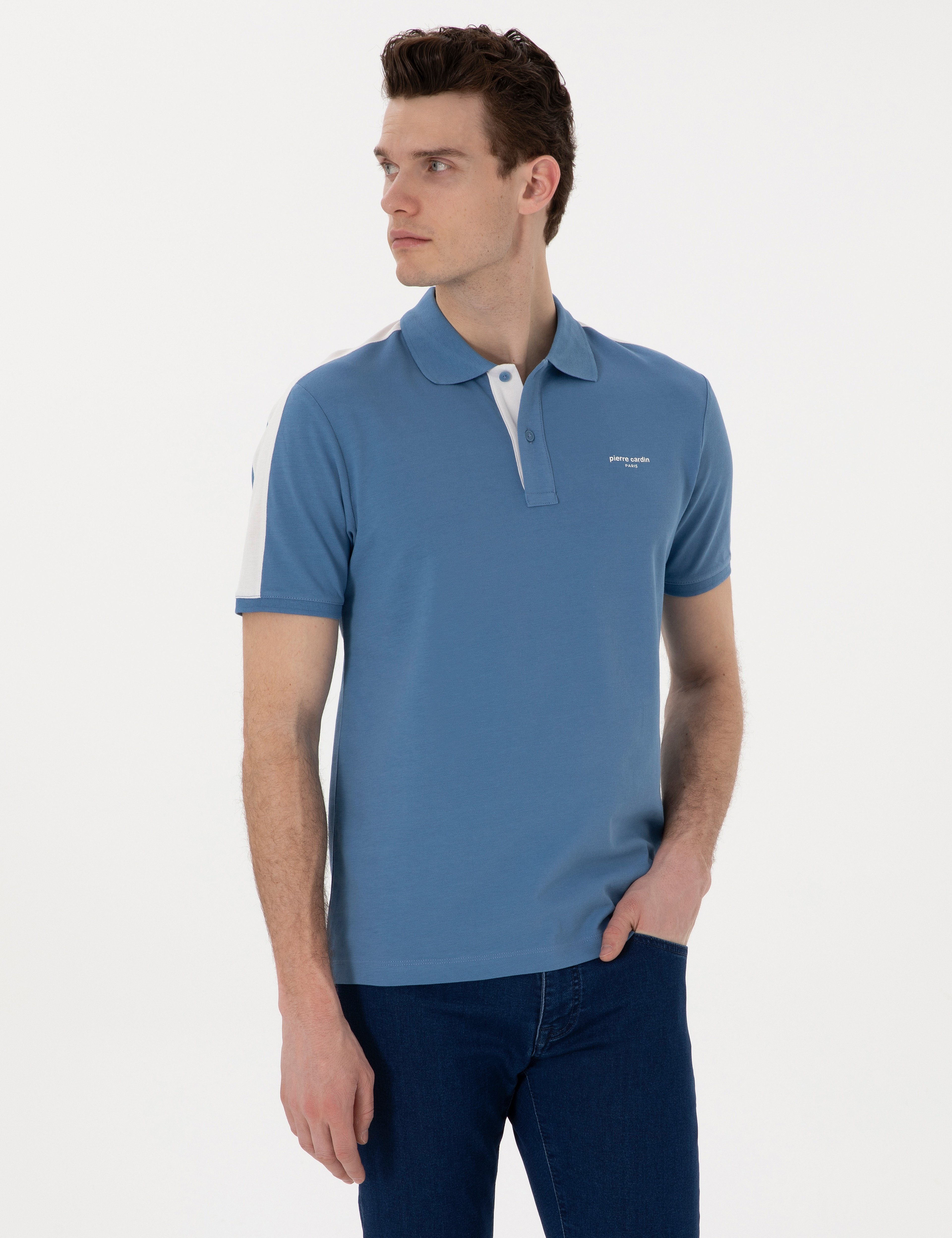 Mavi Slim Fit %100 Pamuk Düğmeli Polo Yaka Tişört - Image 1