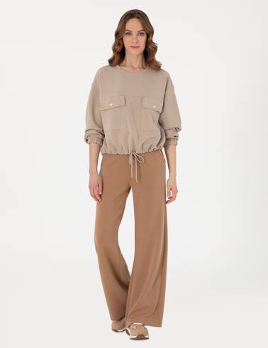 Kahverengi Flare Fit Eşofman Altı