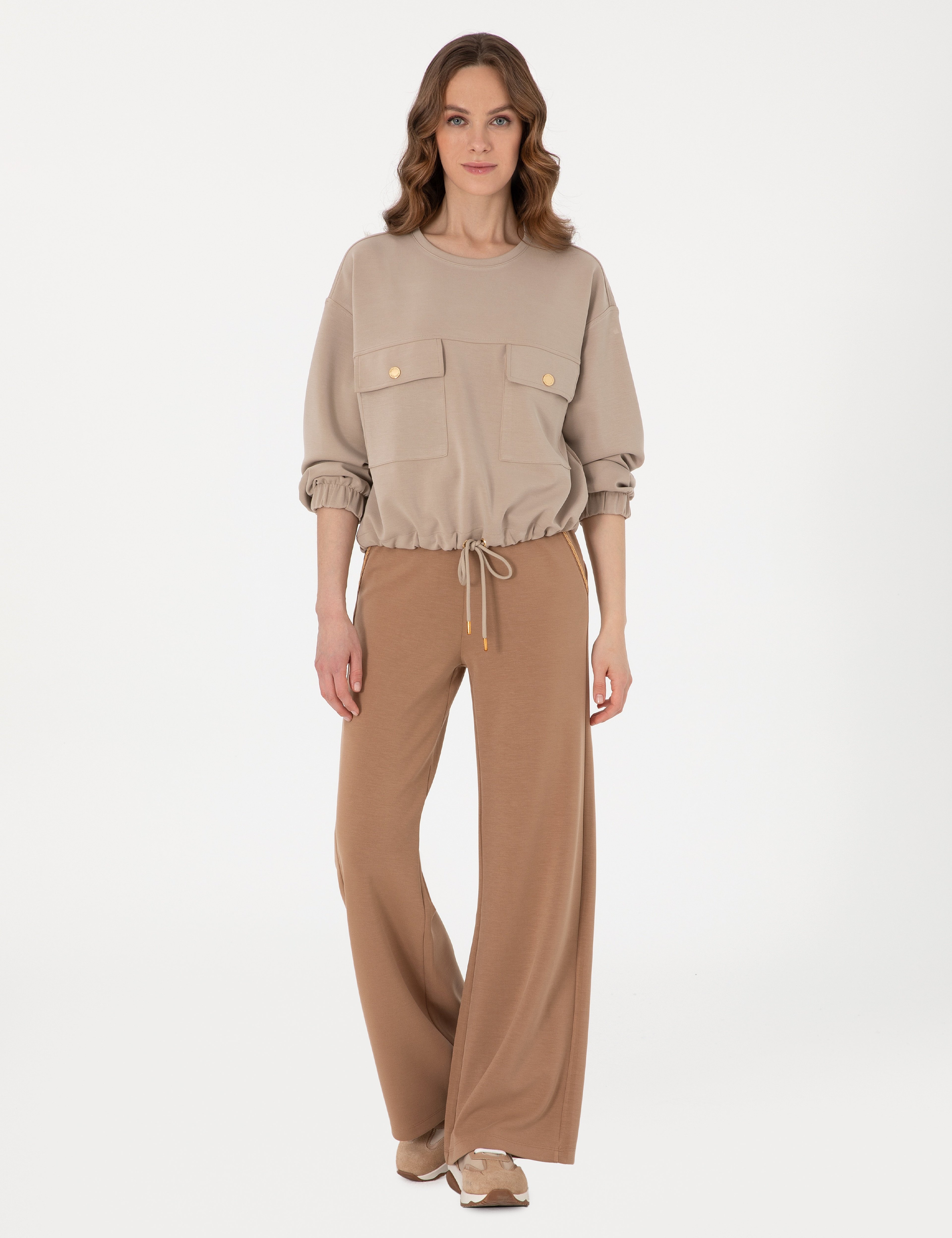 Kahverengi Flare Fit Eşofman Altı - Image 3