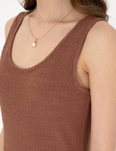 Kahverengi Slim Fit Örme Elbise
