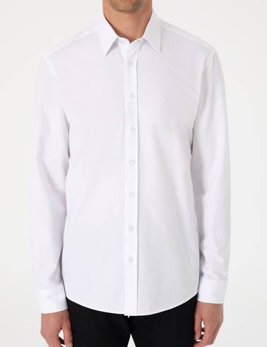 Beyaz Slim Fit Uzun Kollu Gömlek