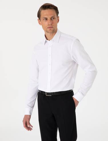 Beyaz Slim Fit Uzun Kollu Gömlek