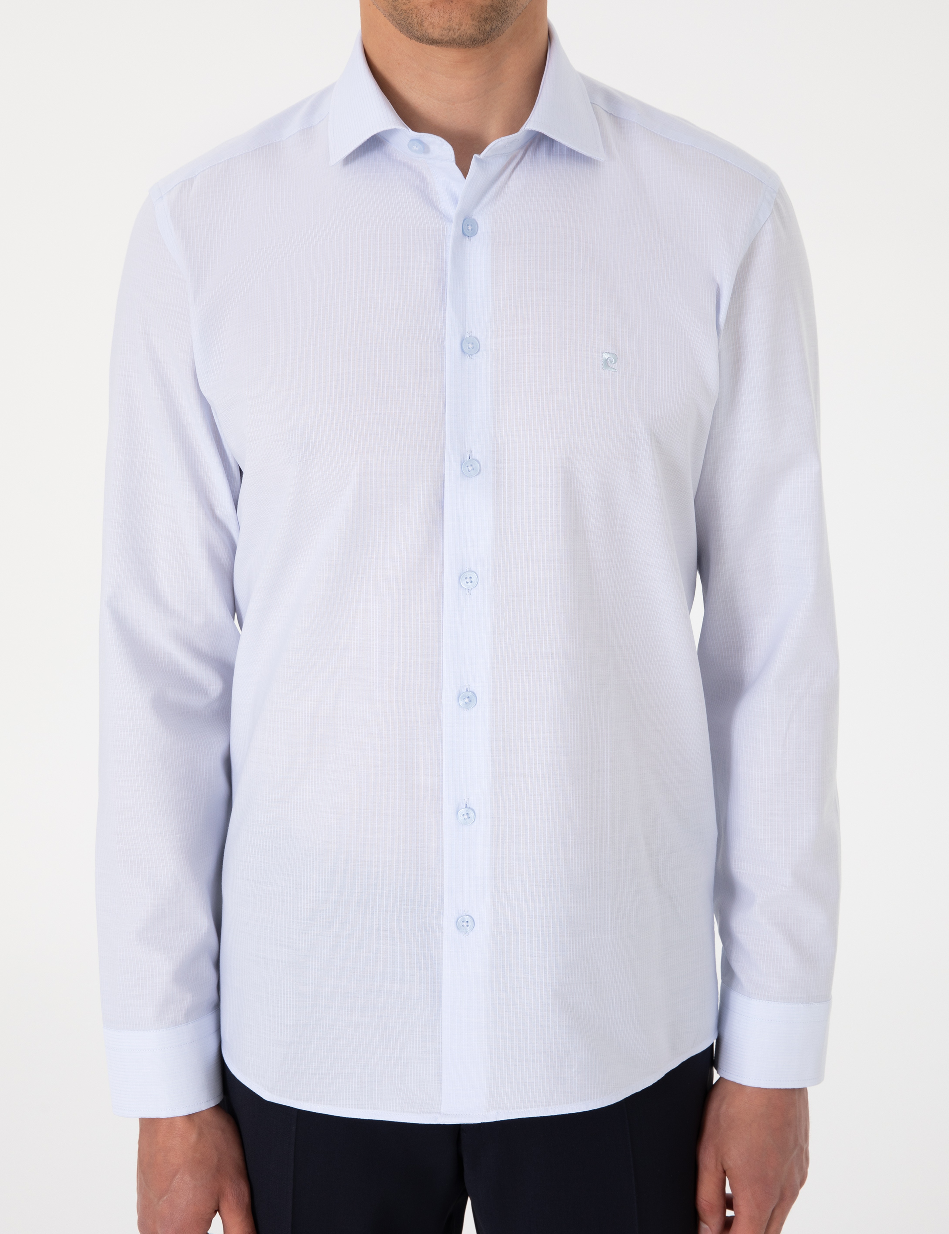 Açık Mavi Slim Fit Uzun Kollu Gömlek - Image 6