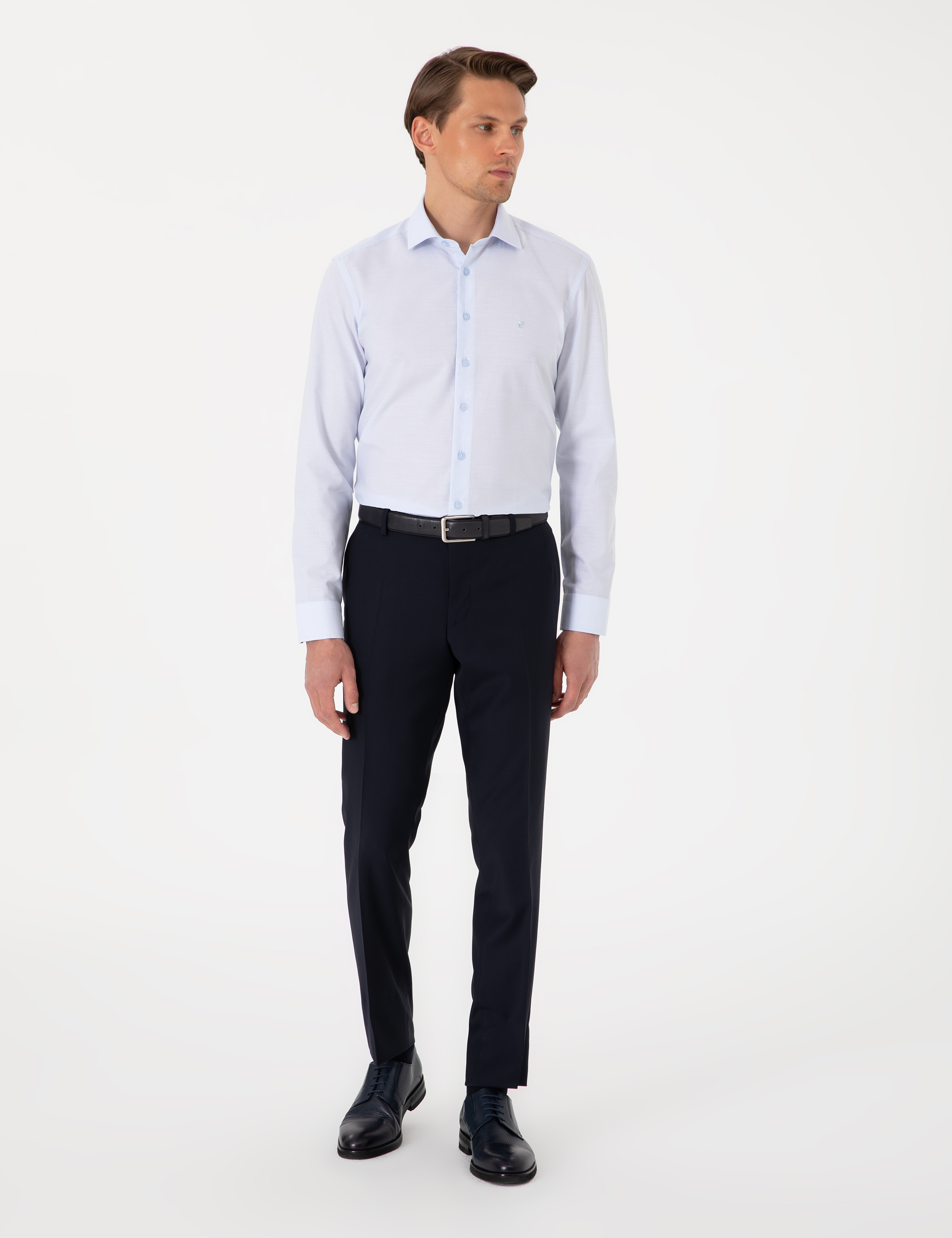 Açık Mavi Slim Fit Uzun Kollu Gömlek - Image 4