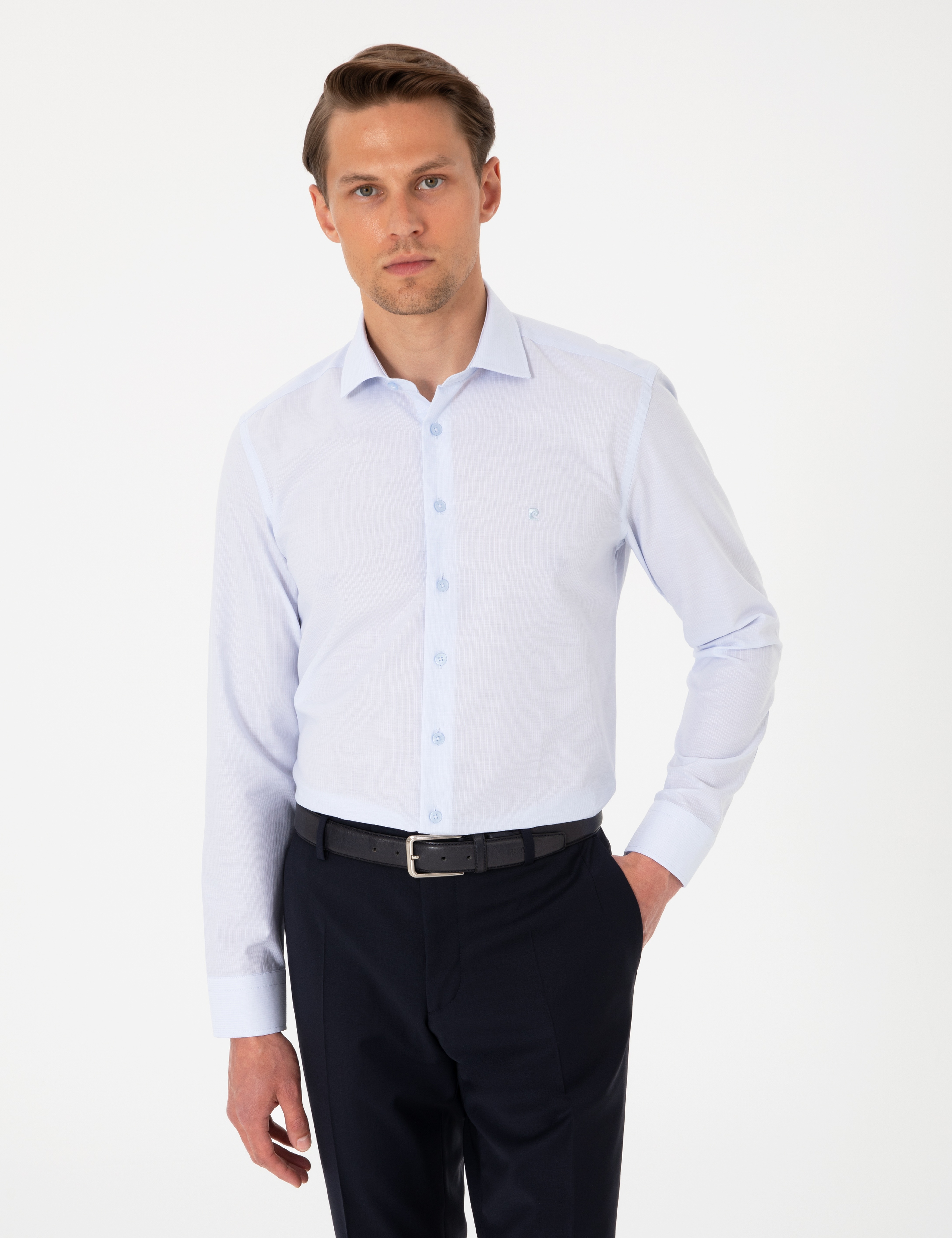 Açık Mavi Slim Fit Uzun Kollu Gömlek - Image 1