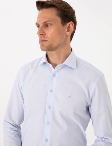 Açık Mavi Slim Fit Uzun Kollu Gömlek