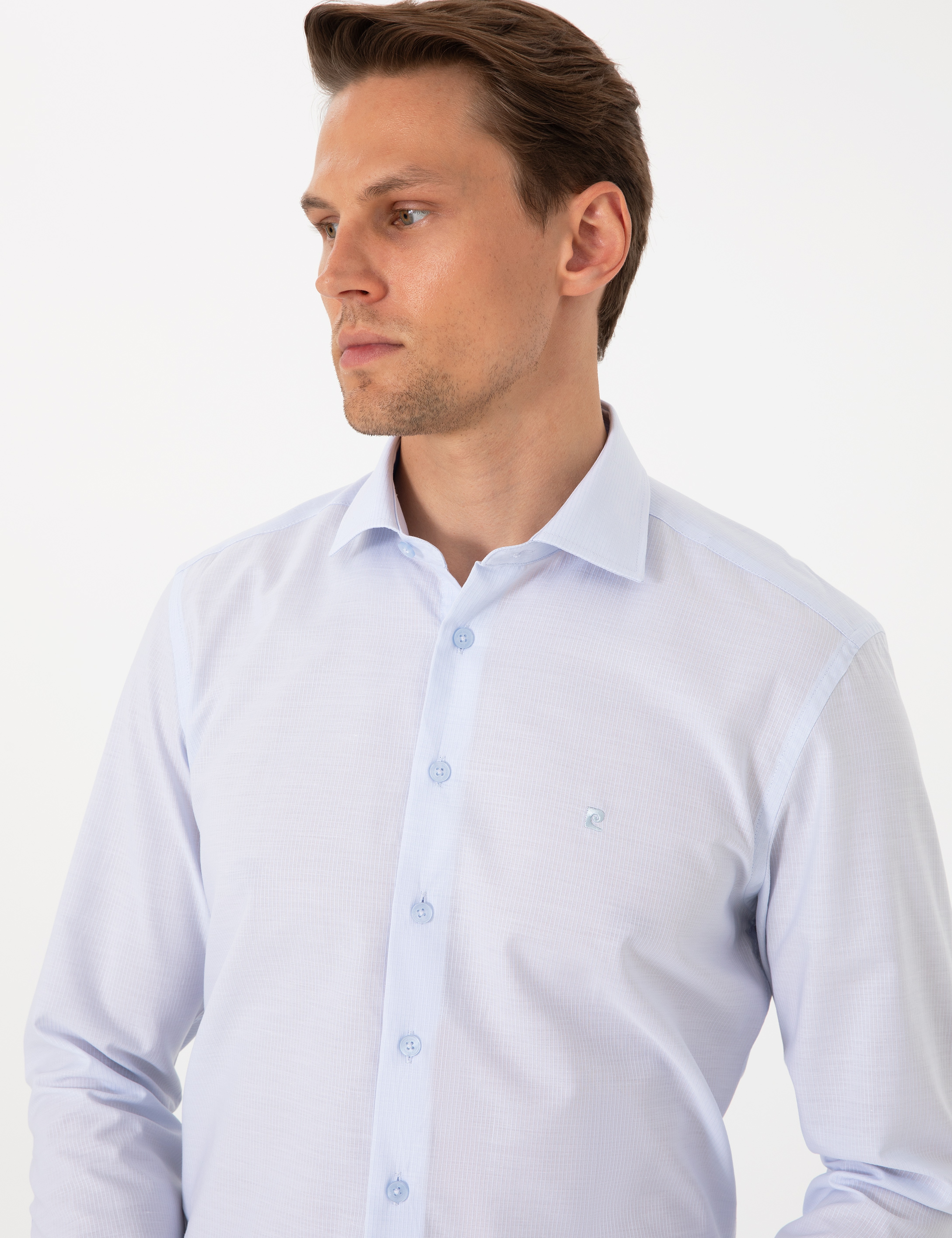 Açık Mavi Slim Fit Uzun Kollu Gömlek - Image 2