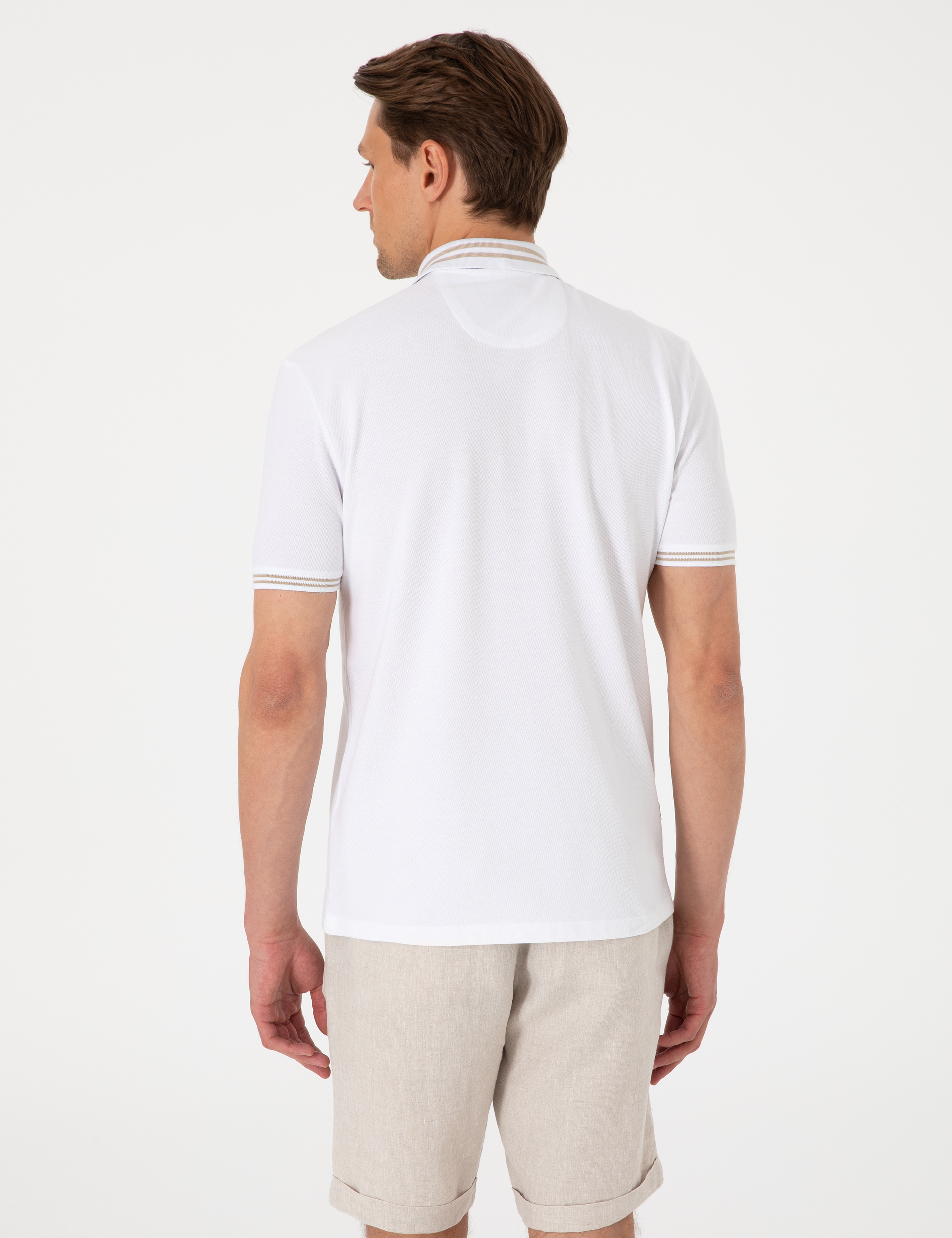 Beyaz Slim Fit Tişört - Image 5