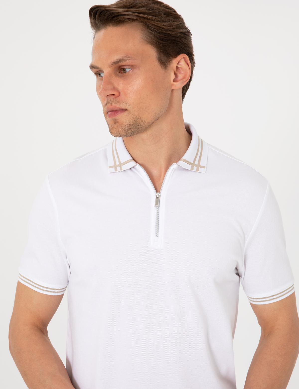 Beyaz Slim Fit Tişört - 50302607032