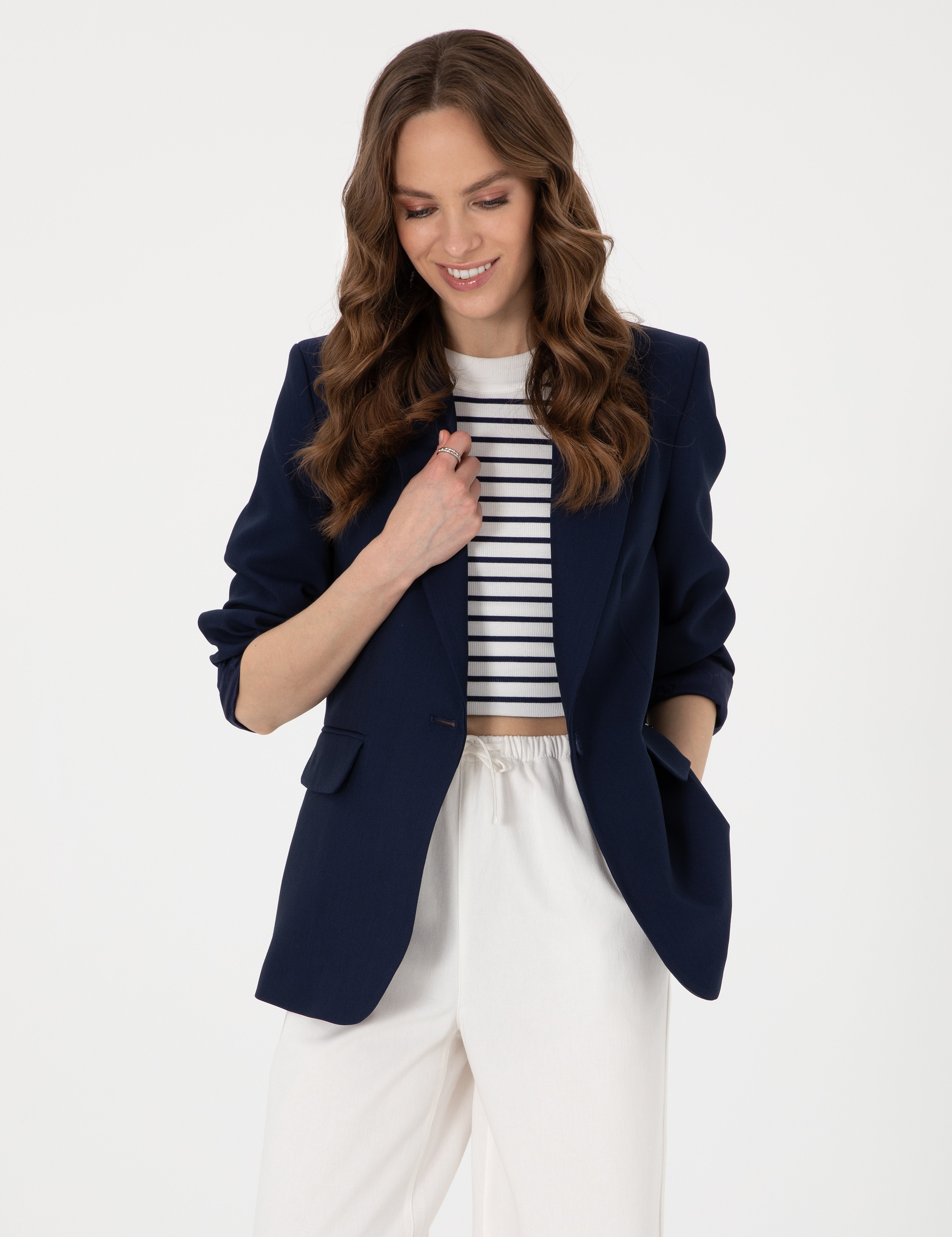 Lacivert Slim Fit Ceket - Image 3