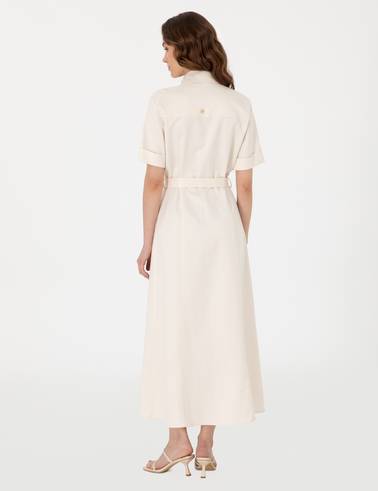 Ekru Regular Fit Dokuma Elbise