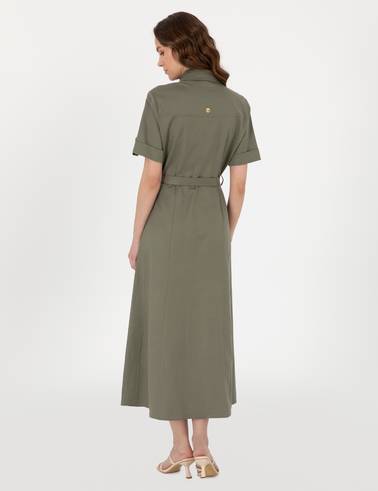 Haki Regular Fit Dokuma Elbise