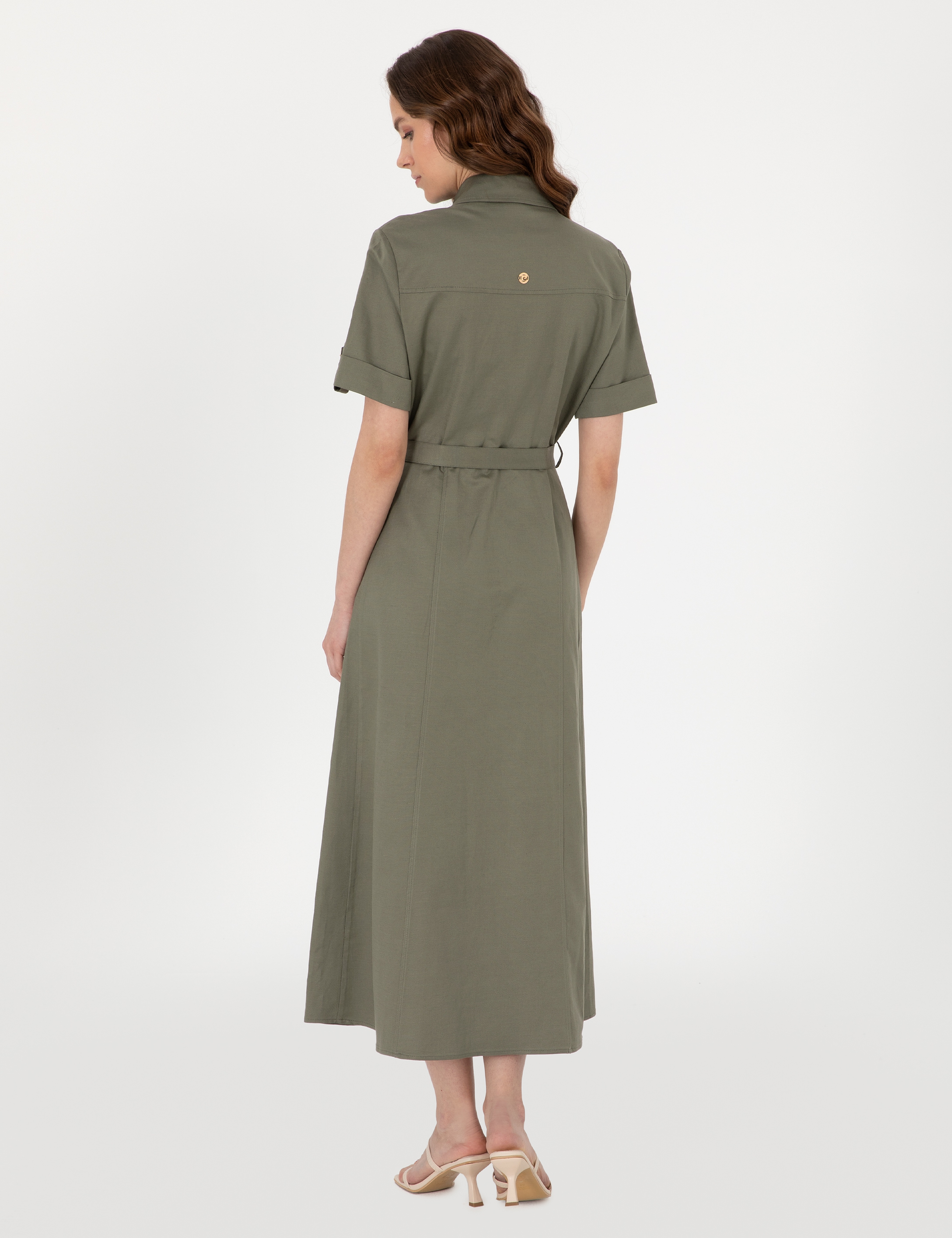Haki Regular Fit Dokuma Elbise - Image 4