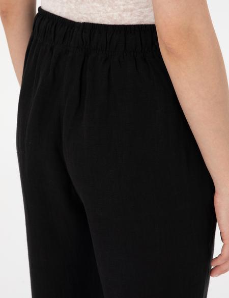 Siyah Carrot Fit Keten Pantolon - 50301256029