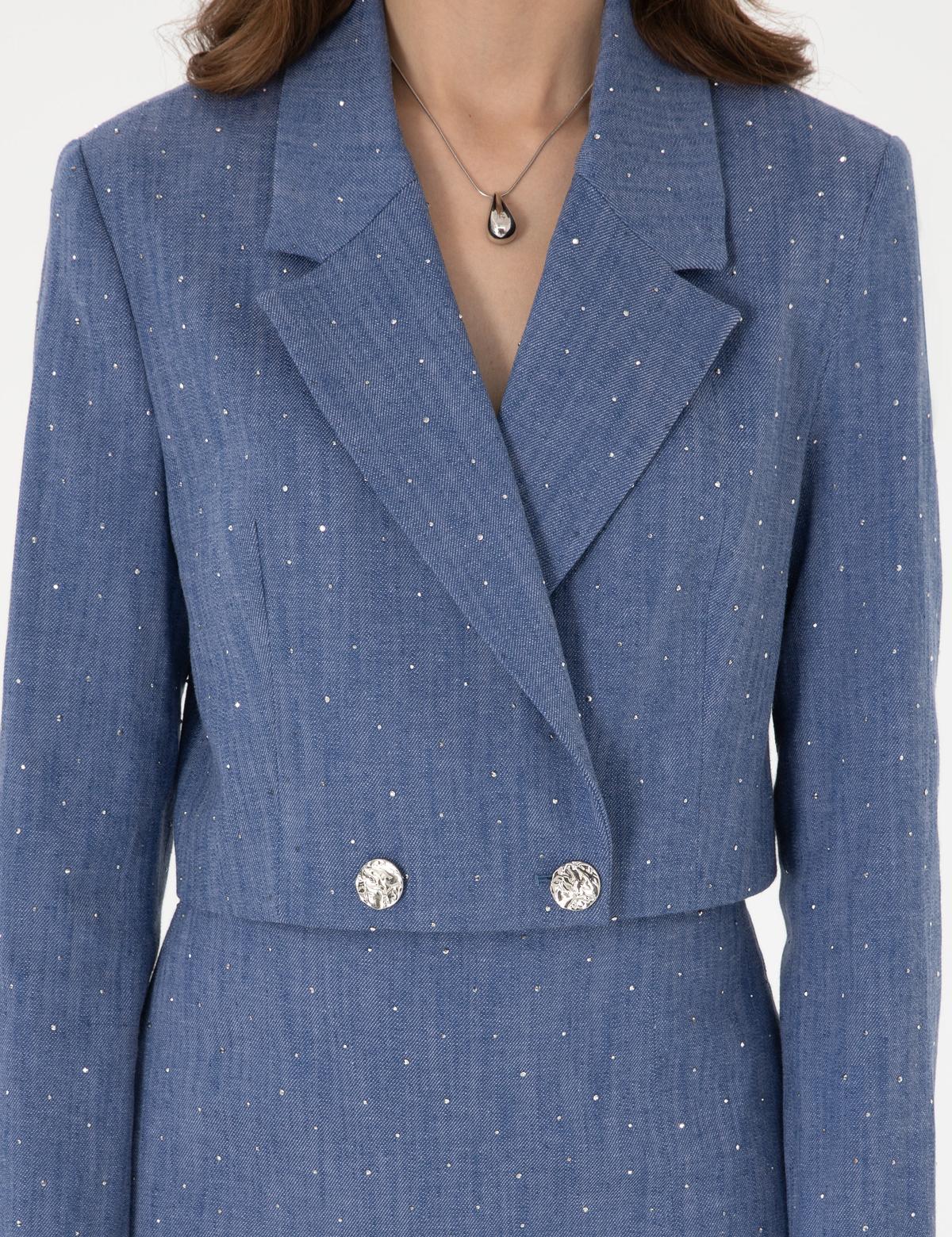 İndigo Crop Top Ceket - 50300138001