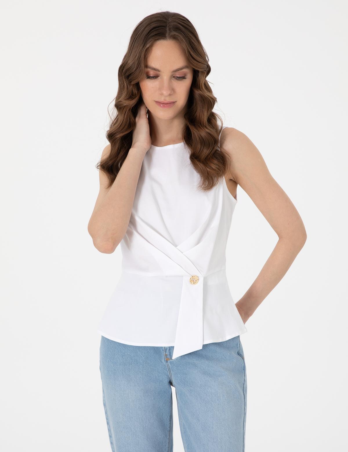 Beyaz Slim Fit Bluz - 50301144001