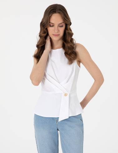 Beyaz Slim Fit Bluz