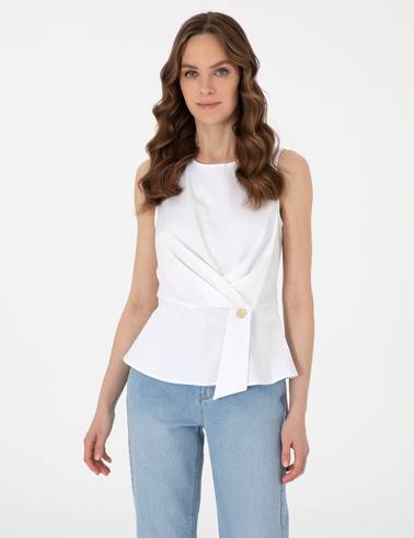 Beyaz Slim Fit Bluz