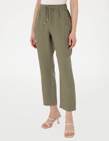 Haki Carrot Fit Keten Pantolon