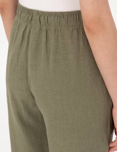 Haki Carrot Fit Keten Pantolon