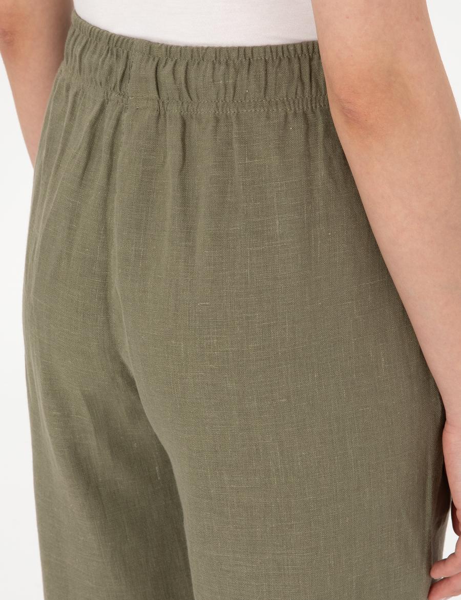 Haki Carrot Fit Keten Pantolon