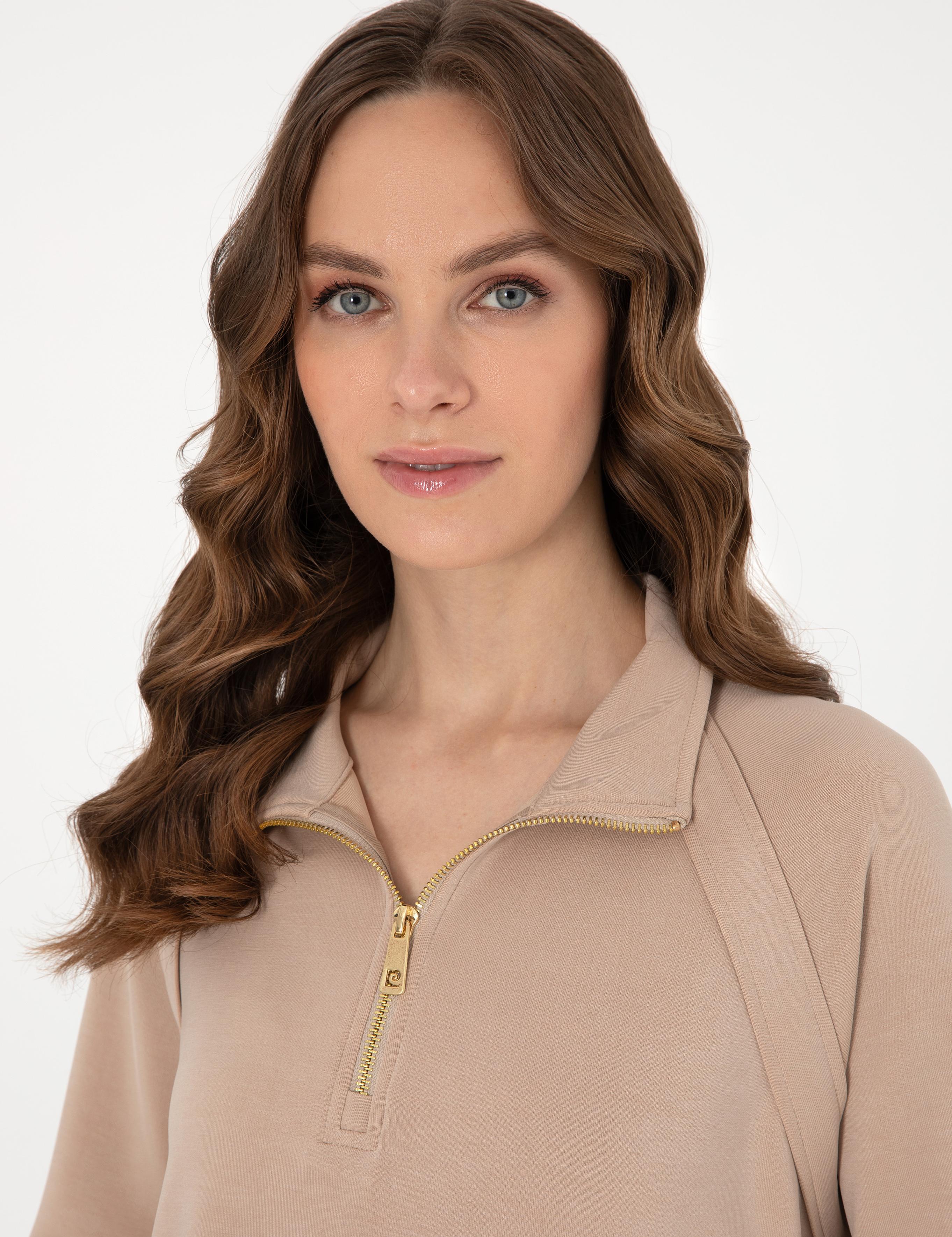 Bej Comfort Fit Sweatshirt