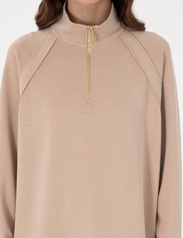 Bej Comfort Fit Sweatshirt