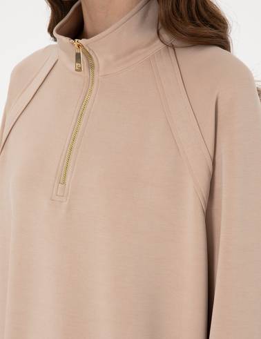 Bej Comfort Fit Sweatshirt