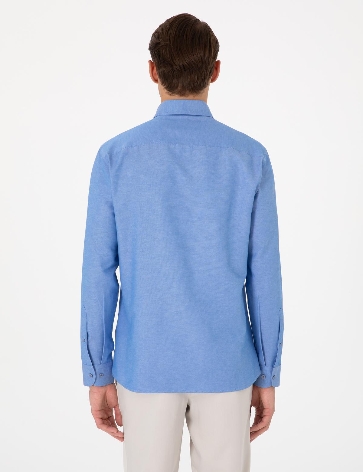 Mavi Oxford Slim Fit Kolay Ütülenebilir Gömlek - 50306996096