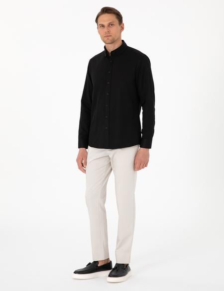 Siyah Oxford Slim Fit Kolay Ütülenebilir Gömlek - 50306996050