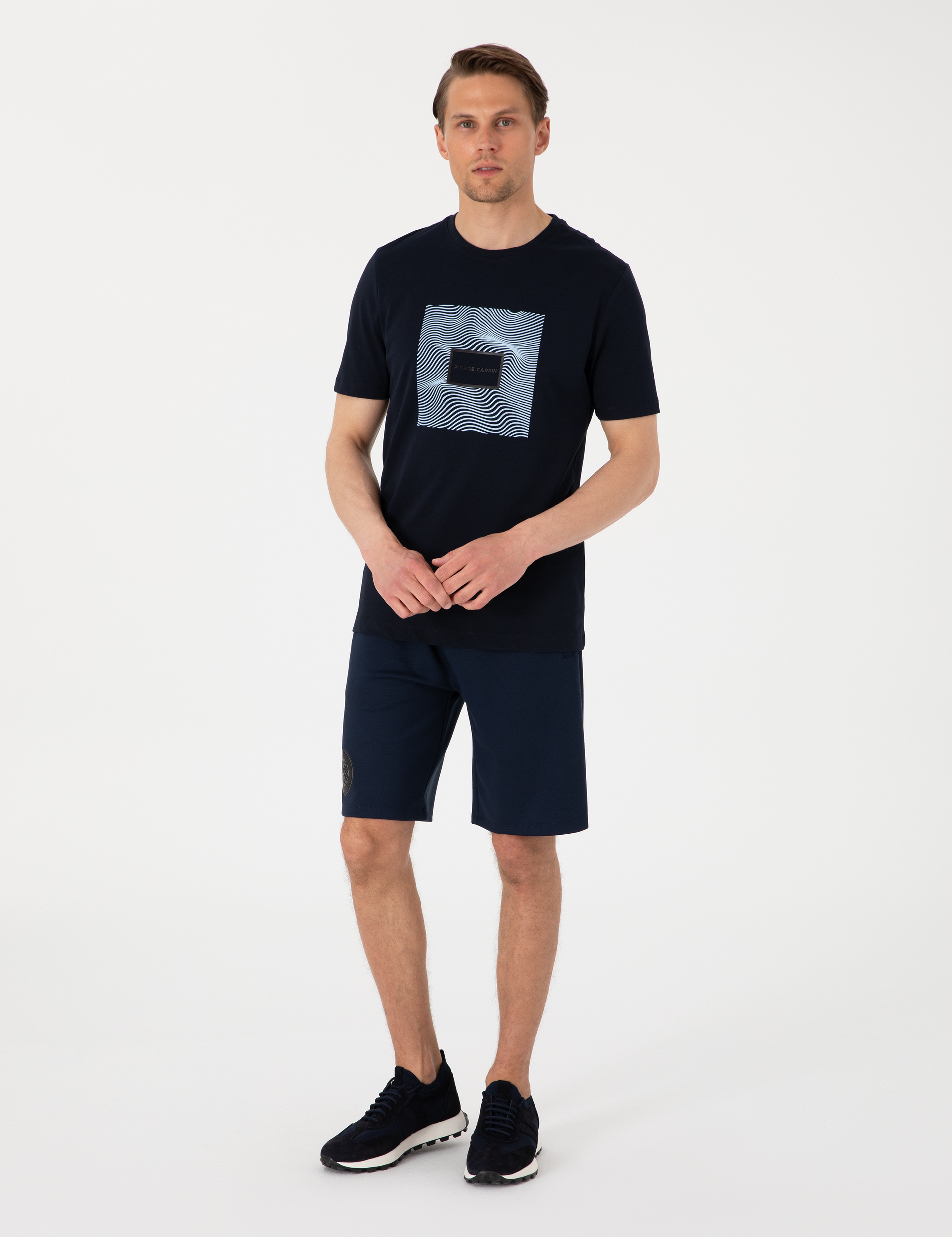 Lacivert Comfort Fit Örme Şort - Image 1