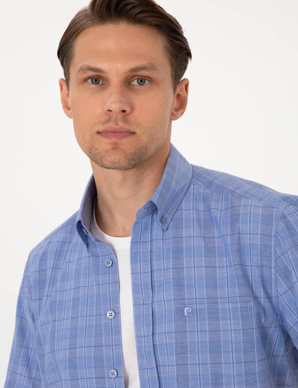 Mavi Regular Fit Kareli Kısa Kollu Gömlek - 50307083025