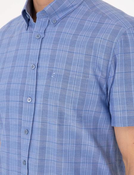 Mavi Regular Fit Kareli Kısa Kollu Gömlek - 50307083025