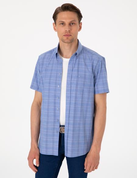 Mavi Regular Fit Kareli Kısa Kollu Gömlek - 50307083025