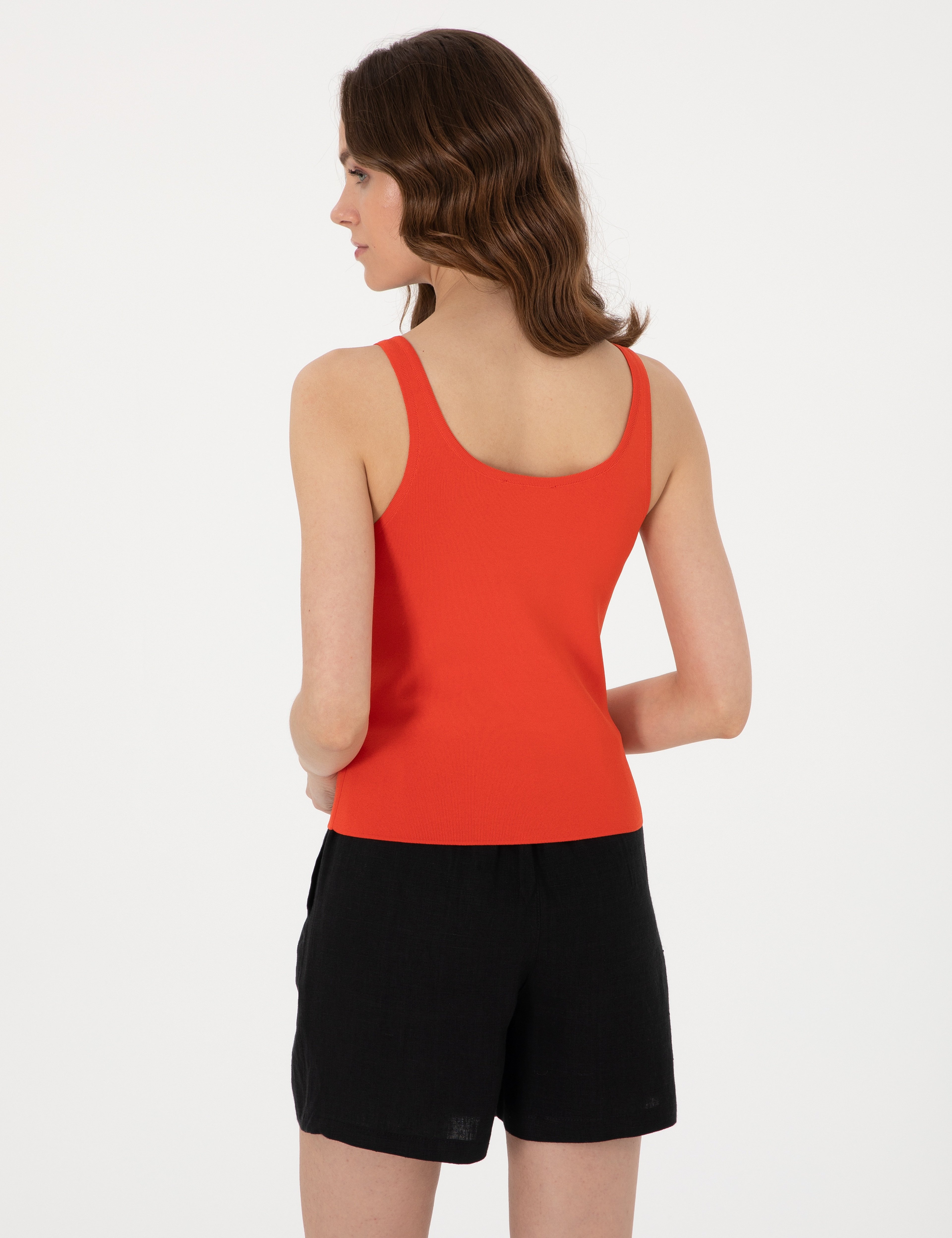 Kırmızı Slim Fit Triko Tişört - Image 5
