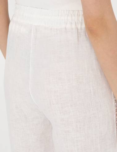 Beyaz Loose Fit Keten Pantolon