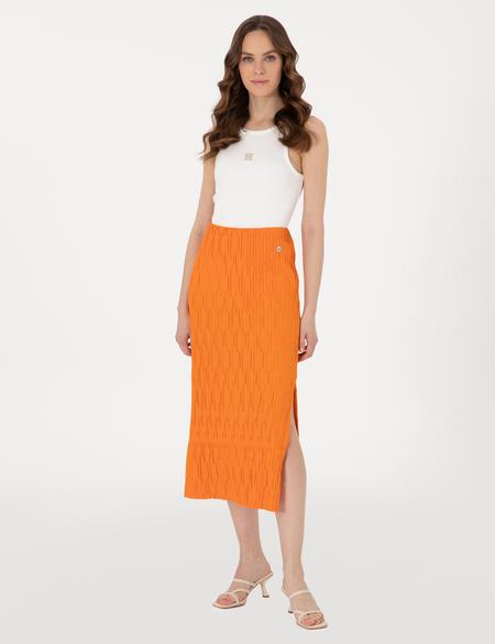 Turuncu Regular Fit Örme Etek - 50301436003