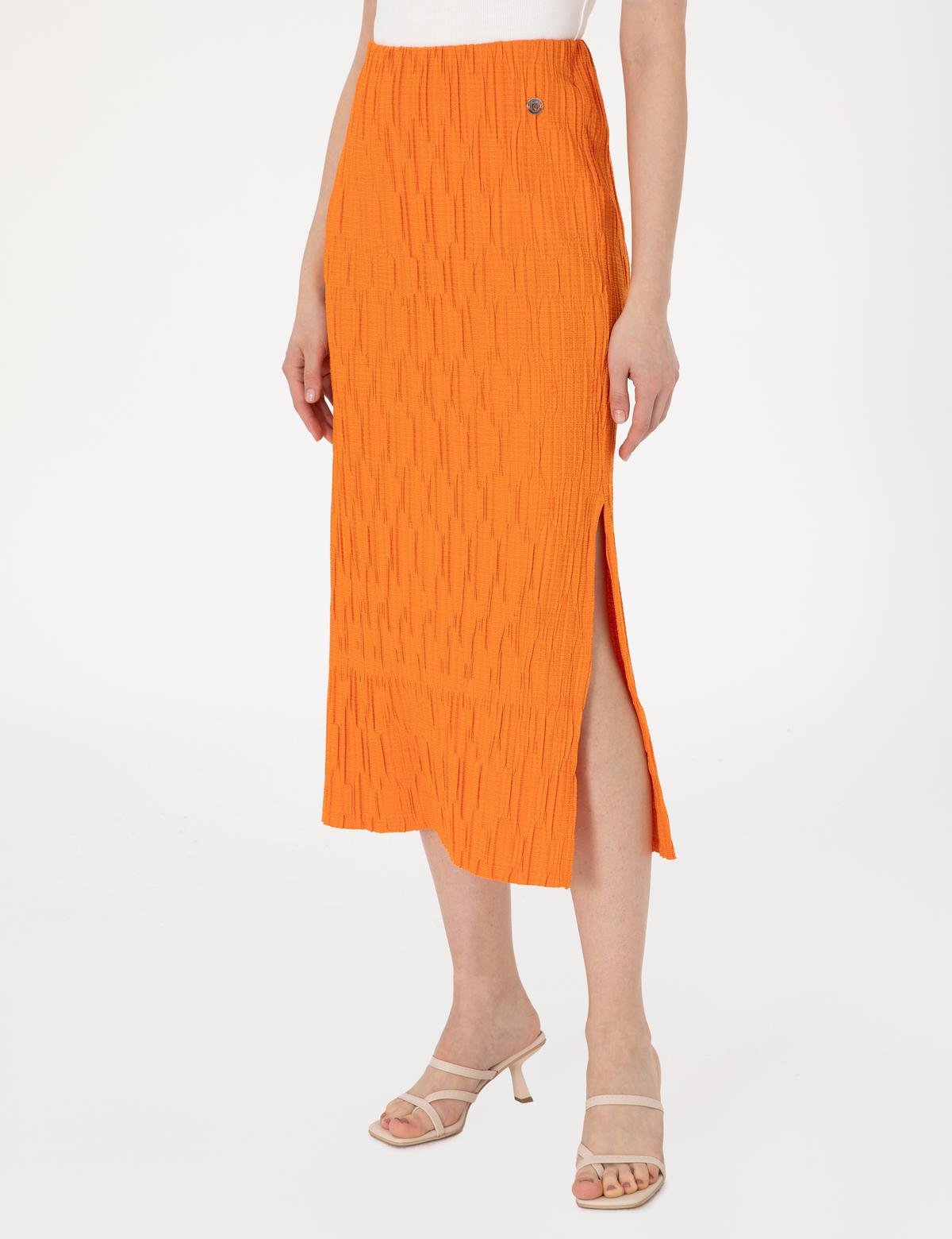 Turuncu Regular Fit Örme Etek - 50301436003