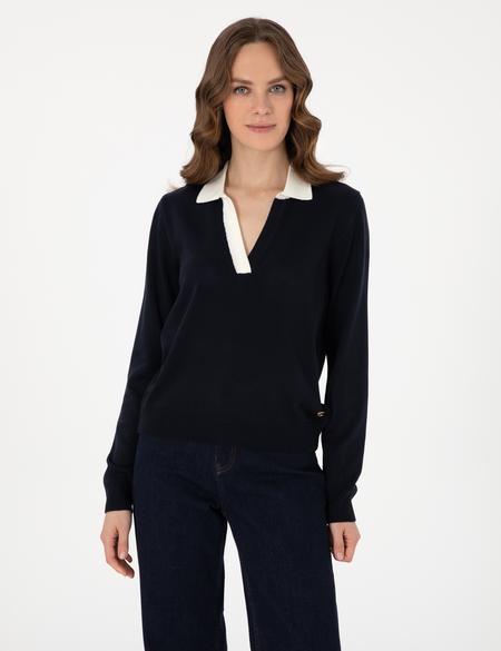 Lacivert Slim Fit Polo Yaka Kazak - 50308166005