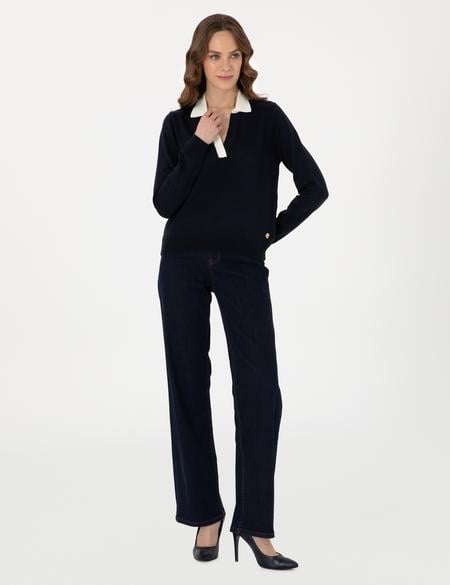 Lacivert Slim Fit Polo Yaka Kazak - 50308166005