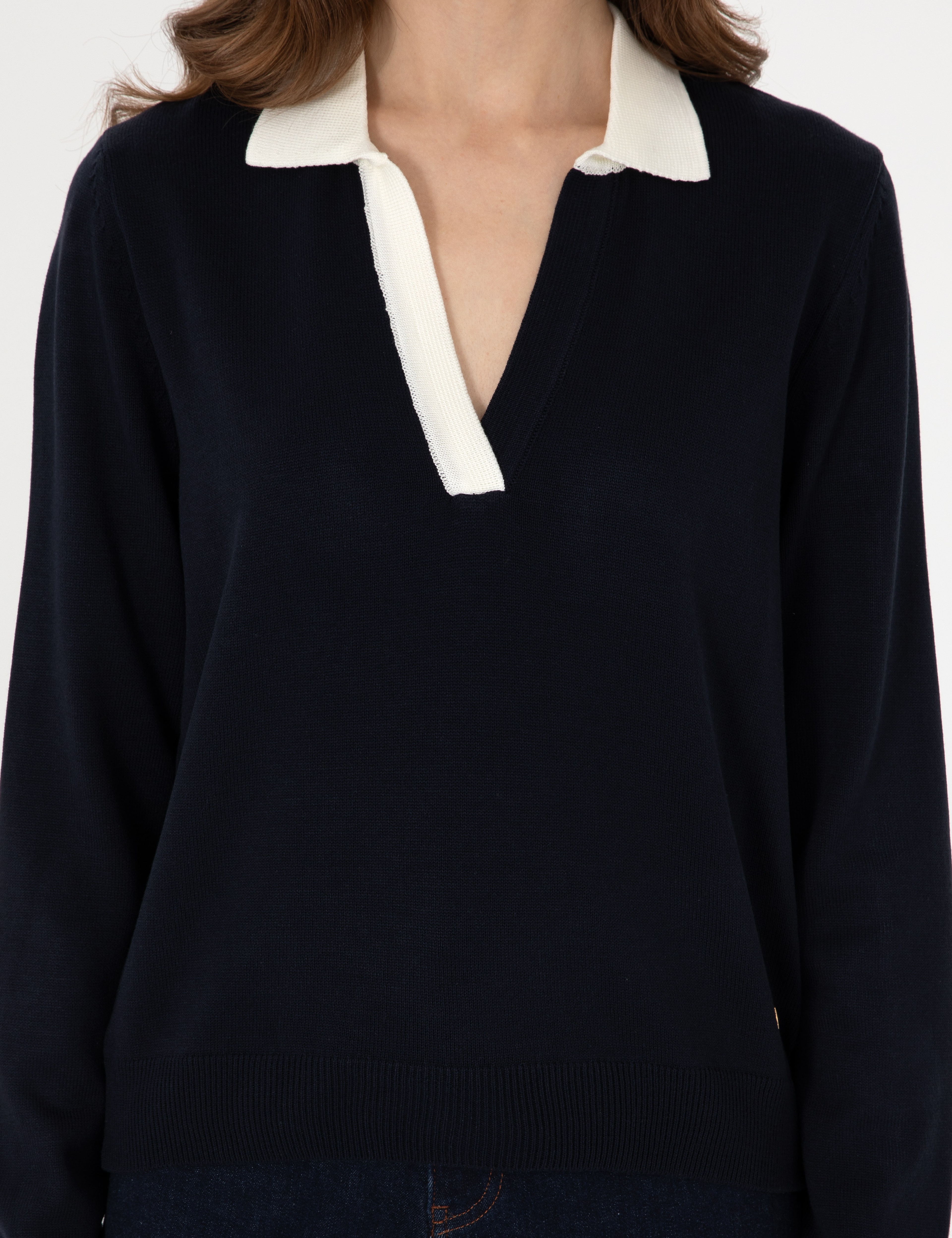Lacivert Slim Fit Polo Yaka Kazak - Image 6