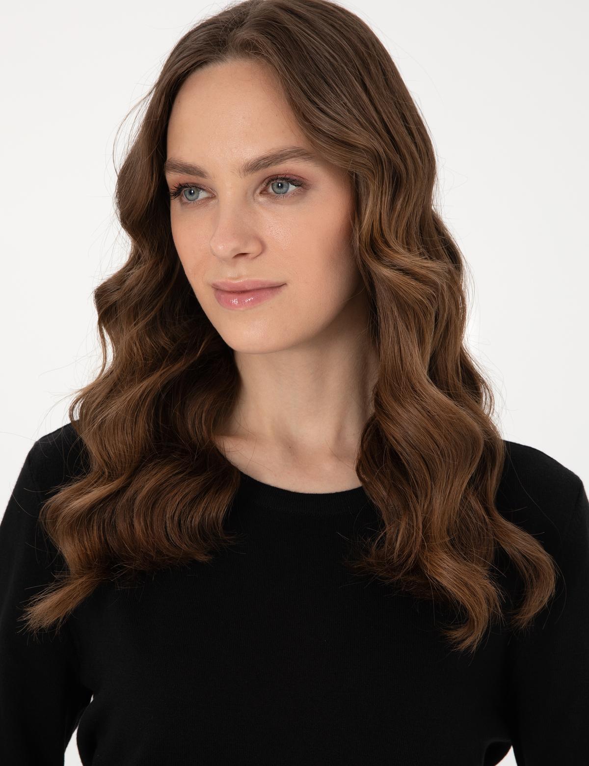 Siyah Slim Fit Bisiklet Yaka Basic Kazak - 50310735034